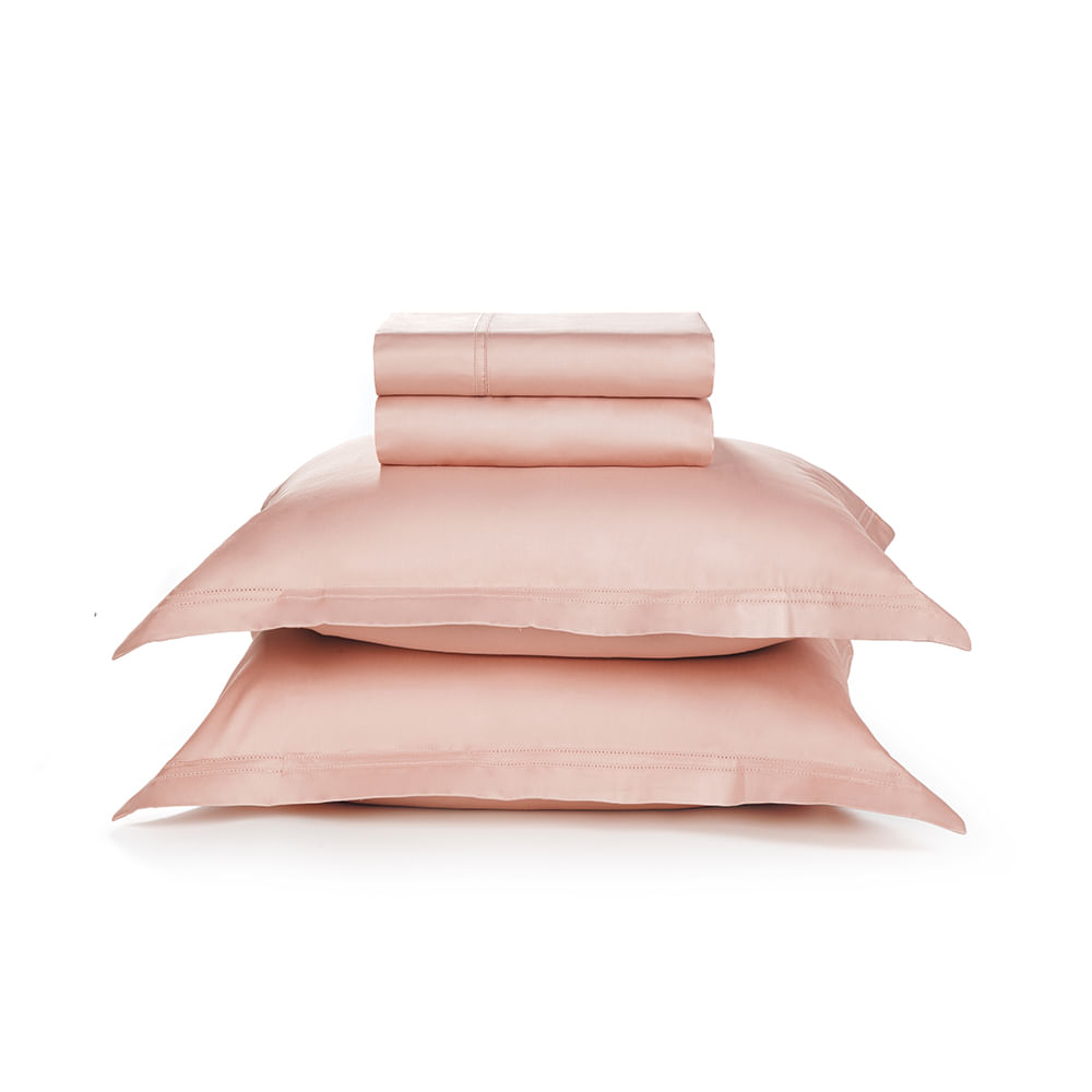 Jogo de Cama Casal Trussardi 300 Fios Cetim 100% Algodão Egípcio Galieno Rosa Perla