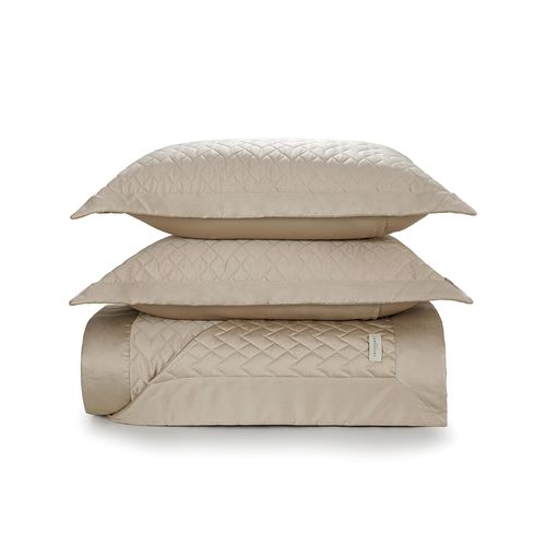 Colcha King Trussardi 2 Porta Travesseiros 300 Fios Cetim Spiazzo Nocciola