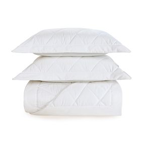 Colcha Queen Trussardi 2 Porta Travesseiros 1000 Fios Cetim 100% Algodão Egípcio Mileto Branco