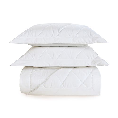 Colcha Queen Trussardi 2 Porta Travesseiros 1000 Fios Cetim 100% Algodão Egípcio Mileto Branco