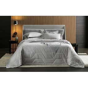 Jogo de Cama Casal Trussardi 300 Fios Percal 100% Algodão Enrico Nocciola/Branco