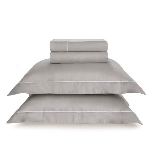 Jogo de Cama Casal Trussardi 300 Fios Percal 100% Algodão Enrico Marmo/Branco