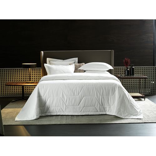 Colcha Queen Trussardi 2 Porta Travesseiros 300 Fios Percal 100% Algodão Palazzi Branco