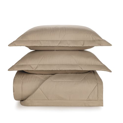 Colcha Queen Trussardi 2 Porta Travesseiros 300 Fios Percal 100% Algodão Palazzi Nocciola