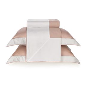 Duvet Casal Trussardi 2 Fronhas 300 Fios Cetim 100% Algodão Egípcio Savona Branco/ Rosa