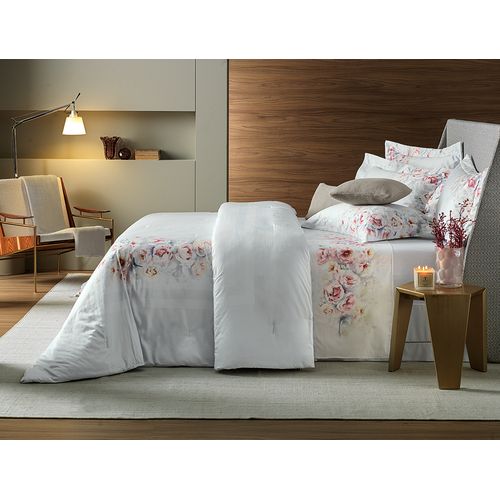 Colcha Queen Trussardi 2 Porta Travesseiros 300 Fios Cetim 100% Algodão Egípcio Giardino Reale