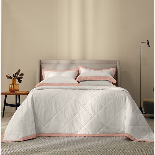 Jogo de Cama King Trussardi 200 Fios Percal 100% Algodão Olga Branco/Alba