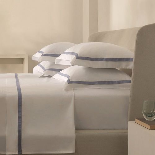 Almofada Trussardi 300 Fios Cetim 100% Algodão Egípcio Vercelli Azzuro Tirreno 60cm x 60cm