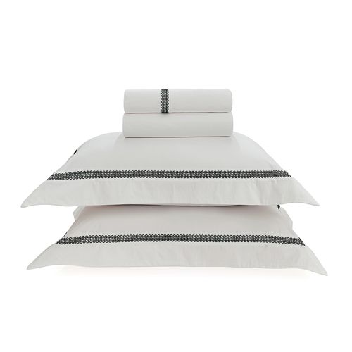 Jogo de Cama Queen Trussardi 300 Fios Percal 100% Algodão Egípcio Capitale Branco/Nero