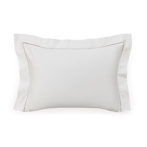 Fronha Trussardi 300 Fios Cetim 100% Algodão Egípcio Portello Branco/Legno