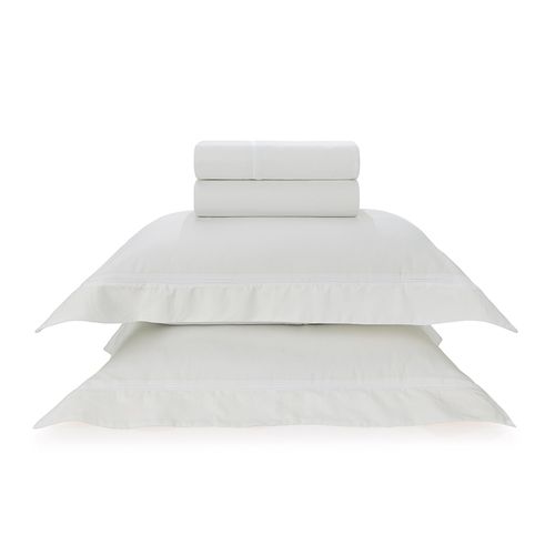 Jogo de Cama Casal Trussardi 300 Fios Cetim 100% Algodão Egípcio Portello Branco/Branco