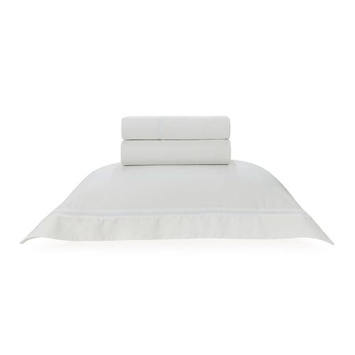 Jogo de Cama Solteiro Trussardi 300 Fios Cetim 100% Algodão Egípcio Portello Branco/Branco