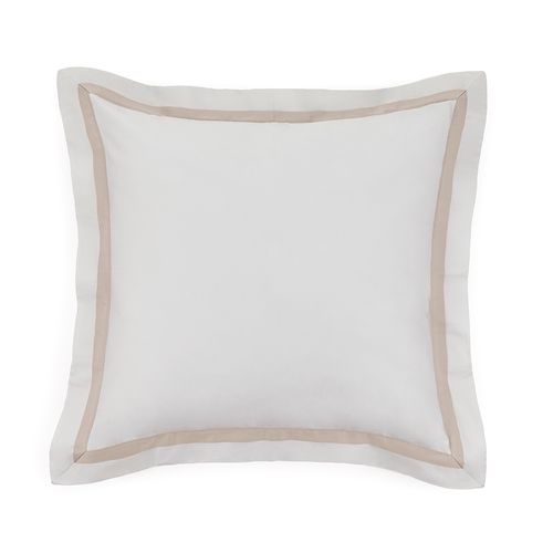 Almofada Trussardi 300 Fios Cetim 100% Algodão Egípcio Vercelli Branco/Nocciola 60cm x 60cm