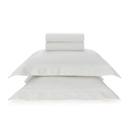 Jogo de Cama King Trussardi 300 Fios Cetim 100% Algodão Egípcio Portello Branco/Branco