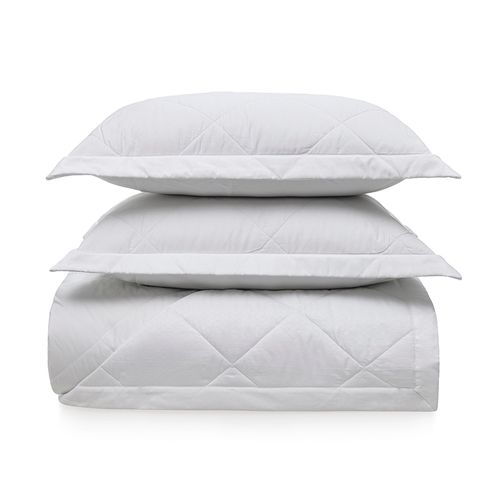 Colcha King Trussardi 2 Porta Travesseiros 400 Fios Cetim 100% Algodão Egípcio San Marco Branco