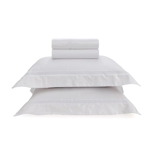 Jogo de Cama Queen Trussardi 600 Fios Cetim 100% Algodão Egípcio Delfine Branco