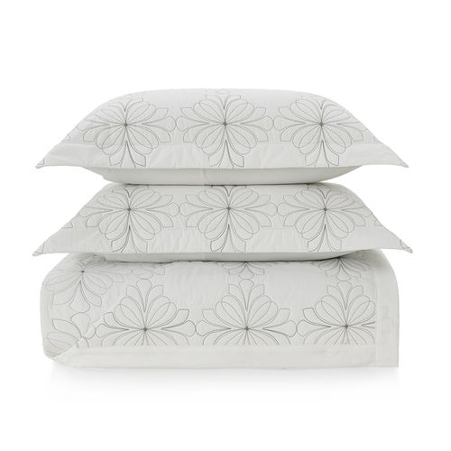 Colcha Casal Trussardi 2 Porta Travesseiros 200 Fios Percal 100% Algodão Ravizza Branco/Árdozia