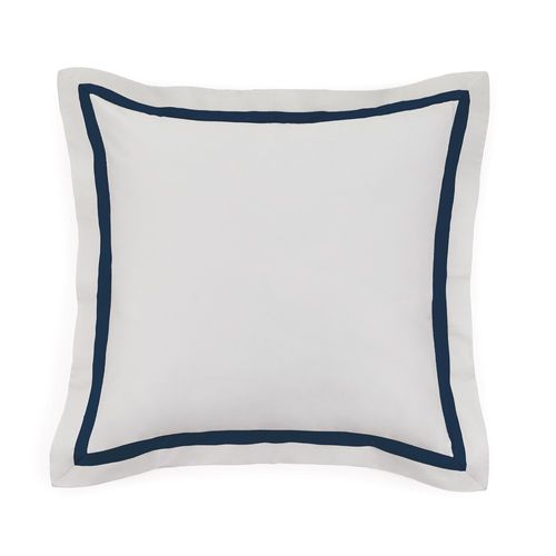 Almofada Trussardi 300 Fios Cetim 100% Algodão Egípcio Vercelli Branco/Marinho 60cm x 60cm