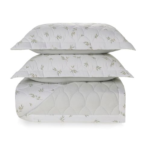 Colcha King Trussardi 2 Porta Travesseiros 300 Fios Cetim 100% Algodão Egípcio Olivo