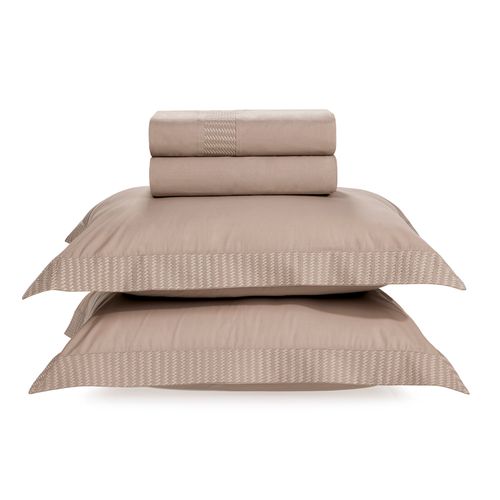 Jogo de Cama Casal Trussardi 200 Fios Percal 100% Algodão Egípcio Scarpe Avena