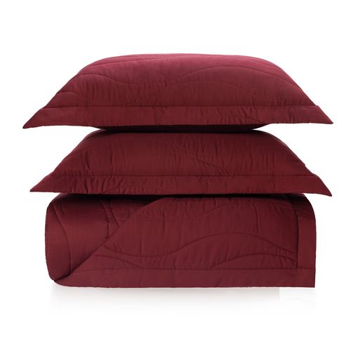 Colcha com Porta Travesseiros King 100% Algodão Egípcio Novara Vino