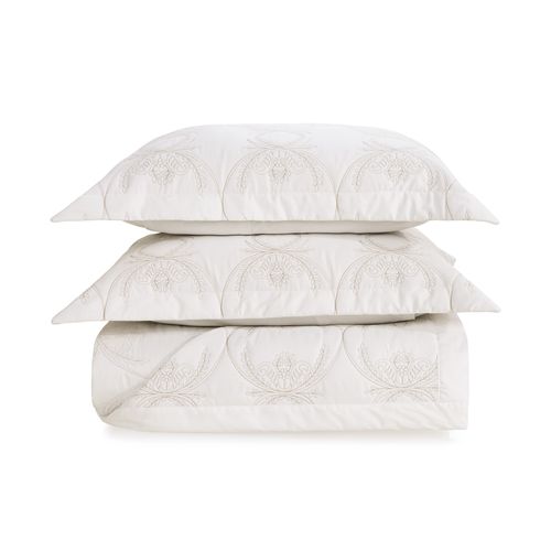 Colcha com Porta Travesseiros King 100% Algodão Egípcio Lavena Branco/Legno