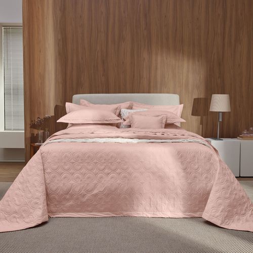 Colcha com Porta Travesseiros King 100% Algodão Ampezzo Rosa/Rosa