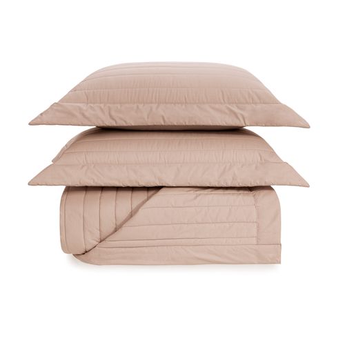 Colcha com Porta Travesseiros King 100% Algodão Monteleone Soft Rosé