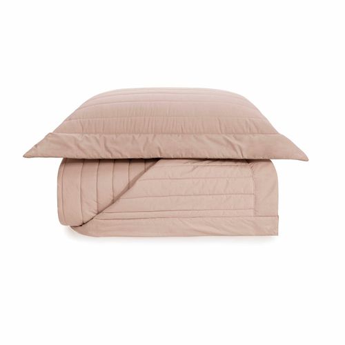 Colcha com Porta Travesseiro Solteiro 100% Algodão Monteleone Soft Rosé