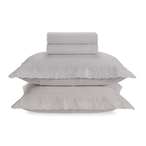 Jogo de Cama Casal 200 fios 100% Algodão Sentiero Branco
