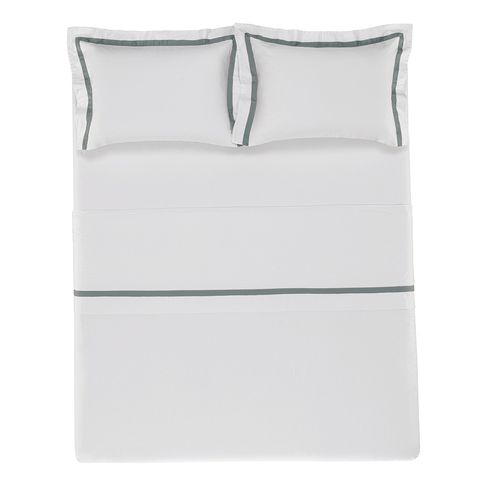 Jogo de cama Casal 300 fios Vercelli Branco/Azul Mare