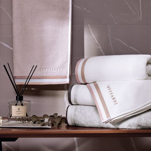 Toalha Banhão 100% Algodão Montello Branco/Rosa