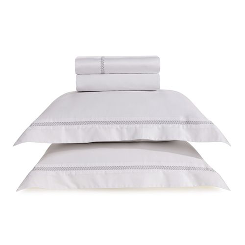 Jogo de Cama Queen 600 fios Montale Branco/Platino