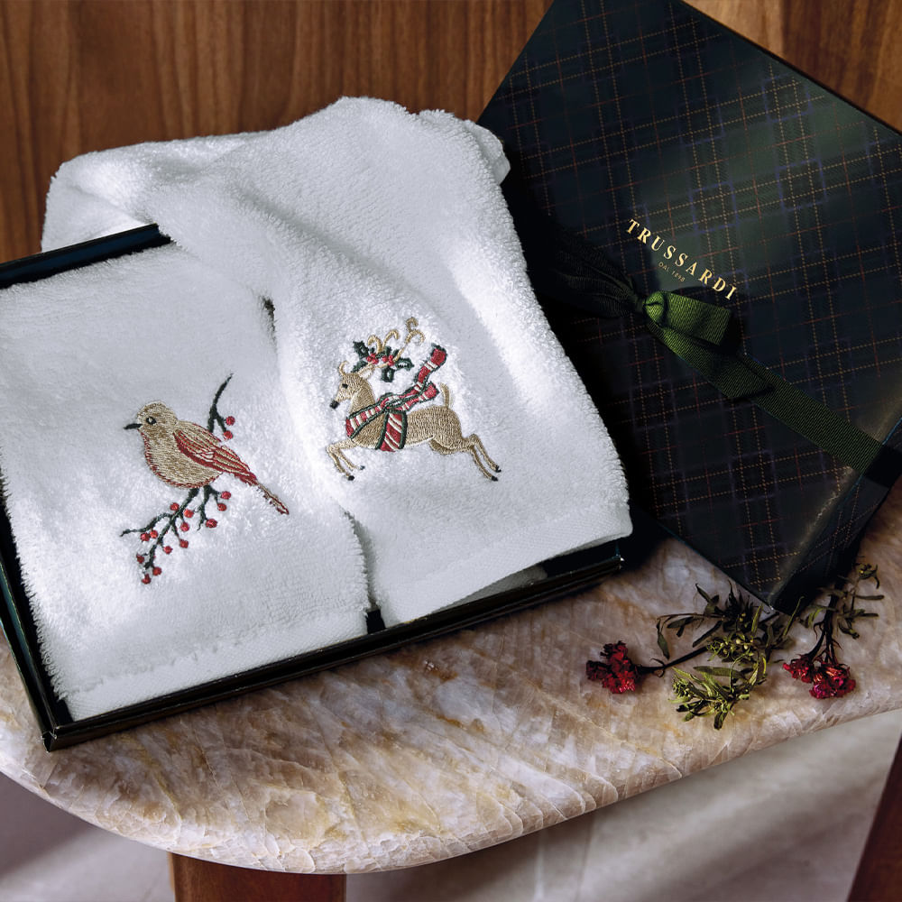 Jogo Lavabo Com bordado 100% Algodão Nature Trussardi