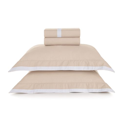 Jogo de Cama Queen 300 Fios Mattia Nocciola/Branco