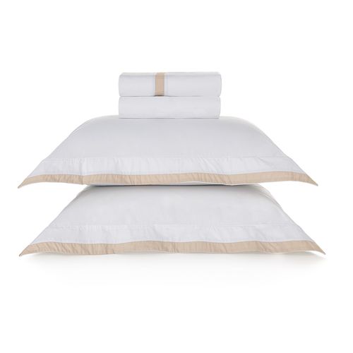 Jogo de Cama King Cetim 300 Fios Mattia Branco/Marrom