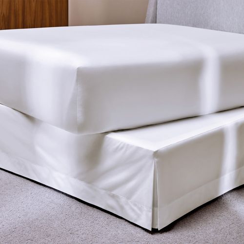 Saia para Cama Box Solteiro 100% Algodão Tullia Branco/Branco