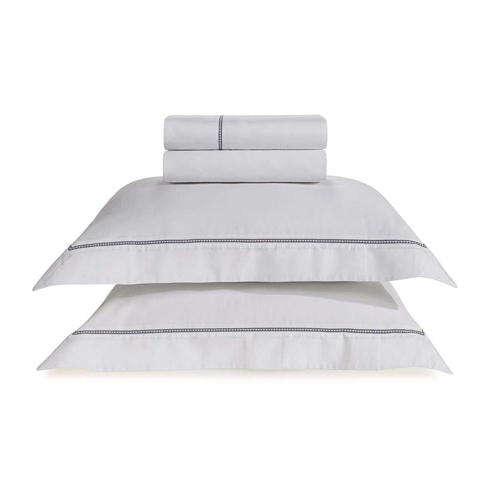TROVE AMUNZEN LINEN ORIENTAL GOWN サイズ３ Jogo de Cama Queen Portello Branco/Ardósia | Trussardi