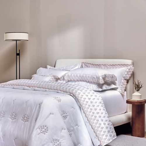 Colcha com Porta Travesseiro King 300 fios Brezza Branco/Legno