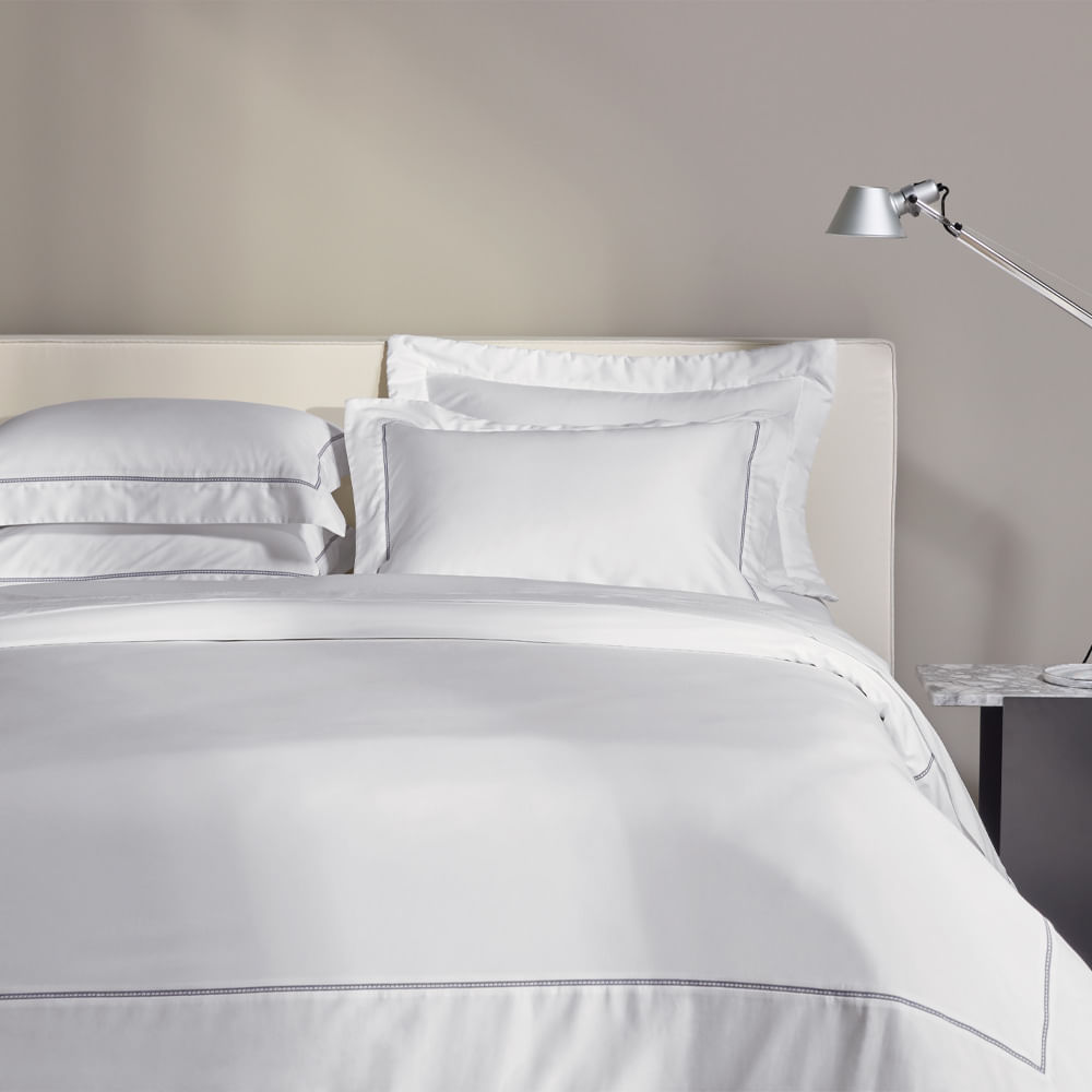 Duvet Queen 300 fios Portello Branco/Ardósia | Trussardi