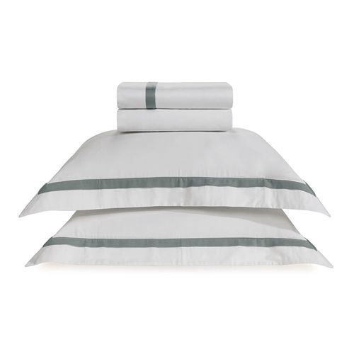 Jogo de cama Casal 300 fios Vercelli Branco/Azul Mare