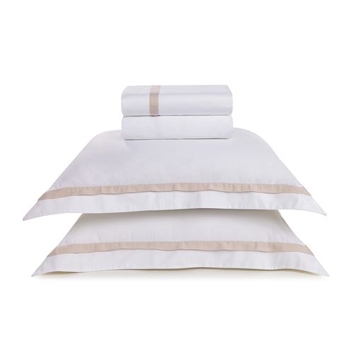 Jogo de Cama Casal 300 Fios Algodão Egípcio Vercelli Branco/Rose