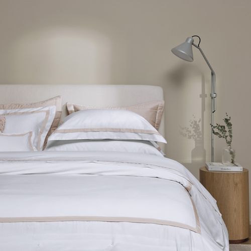 Jogo de Cama Casal 300 Fios Algodão Egípcio Vercelli Branco/Rose