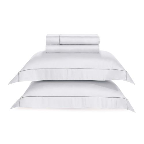 Jogo de Cama Casal 300 fios 100% Bambu Girelli Branco/Platino