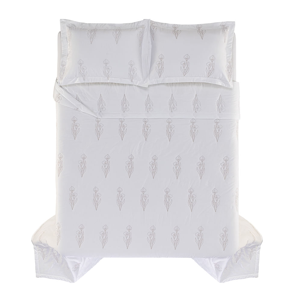 Jogo de Colcha Queen 300 Fios Martorana Branco/Legno