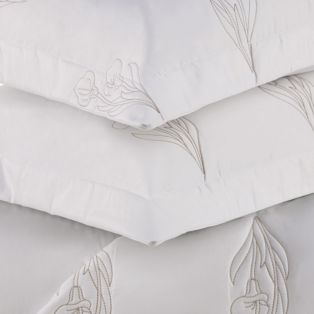 Jogo de Colcha Queen 300 Fios Martorana Branco/Legno