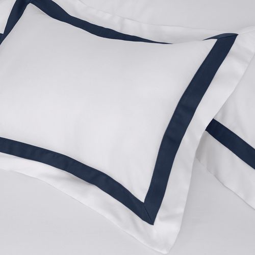 Almofada 300 Fios Vercelli Branco/Azul Siciliano