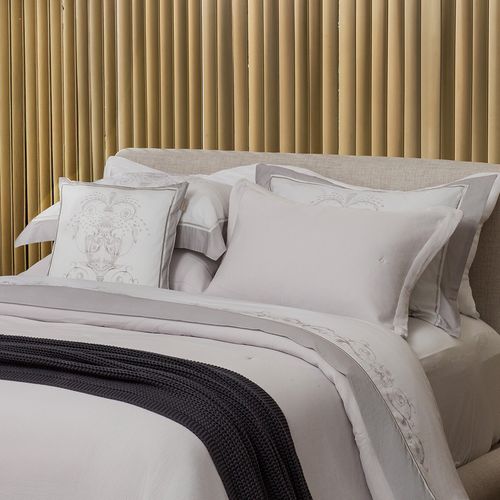 Colcha King Trussardi 2 Porta Travesseiros Piquet 100% Algodão Nicelli Platino