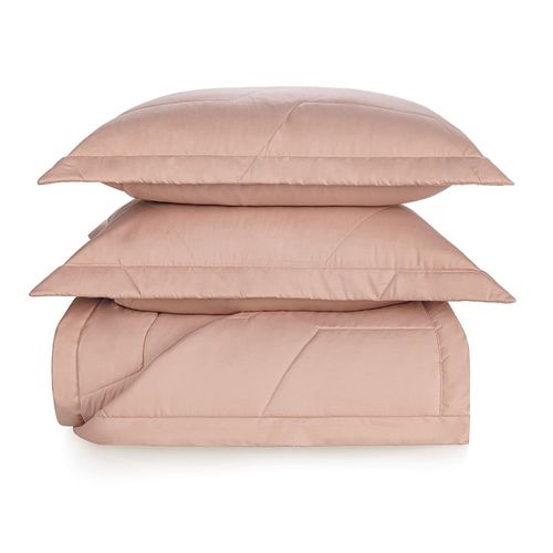Colcha Queen Trussardi 2 Porta Travesseiros 300 Fios Percal 100% Algodão Palazzi Rosa Perla